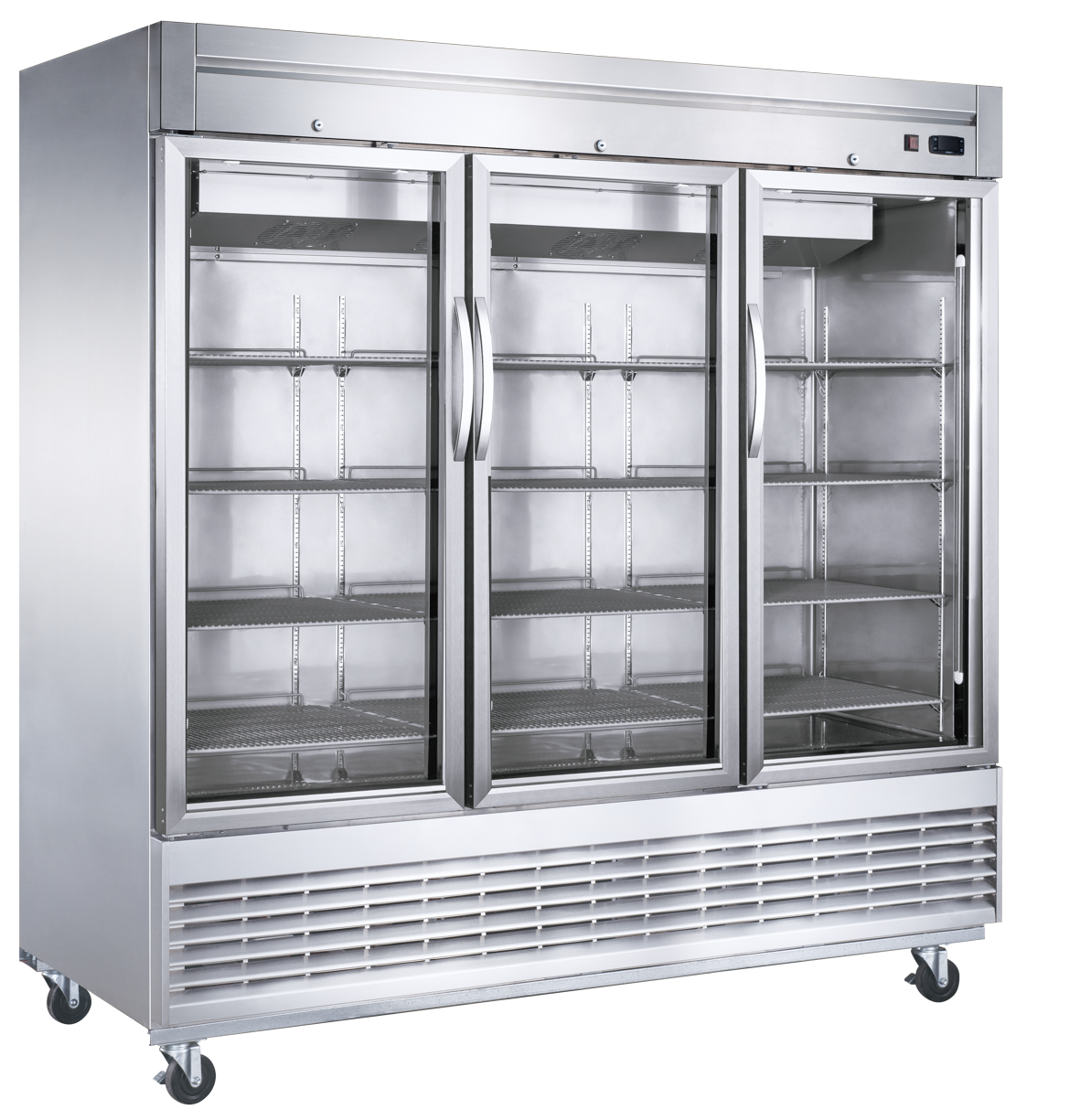 Dukers D83R-GS3 three glass door bottom mount reach-in refrigerator