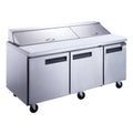 DUKERS DSP72-18-S3 Three Door Salad Prep Station Refrigerator, Regular Top