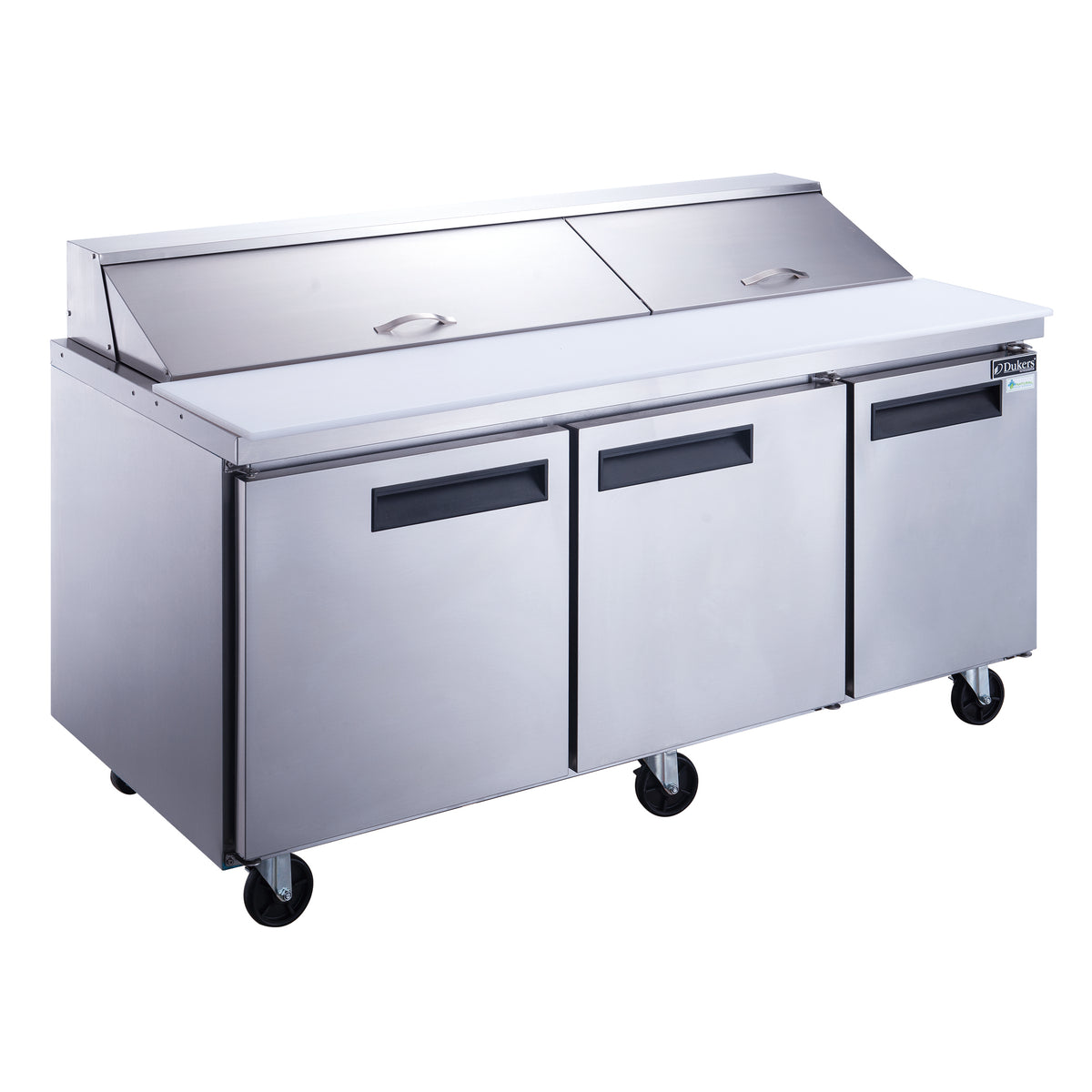 DUKERS DSP72-18-S3 Three Door Salad Prep Station Refrigerator, Regular Top