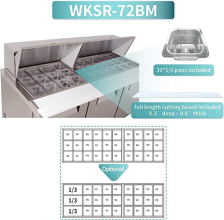 WESTLAKE WKSR-72BM Mega Top Prep Table 72" 3-Door 20 Cu.ft Stainless Steel