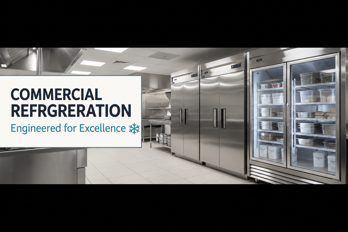 Commercial refrigeration equipment with a light title panel