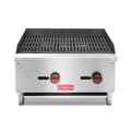 WESTLAKE ECB-24S 24" 2 Burner Restaurant Gas Countertop Radiant Charbroiler BBQ Grill 60,000 BTU Stainless Steel