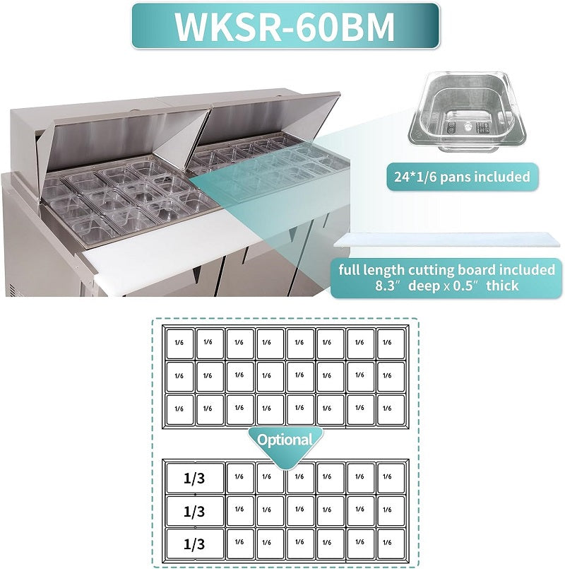 WESTLAKE WKSR-60BM Mega Top Prep Table 60" 2-Door 16.4 Cu.ft Stainless Steel
